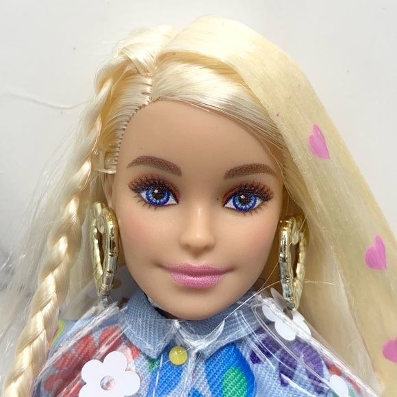 Barbie Toys Barbie Extra Doll In Floral 2piece With Pet Bunny And